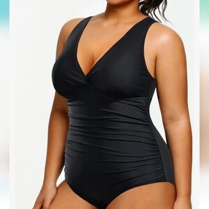 NWT Aqua Eve Plus Size One Piece Tummy Control Bathing Suit.